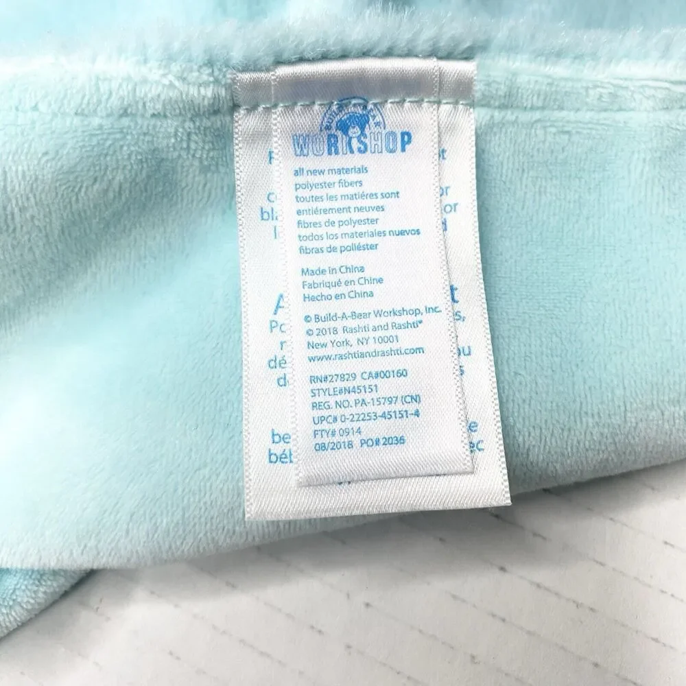 Build a Bear Workshop Teddy Bear Rattle Plush Lovey Security Blanket Blue Gray - Picture 7 of 7